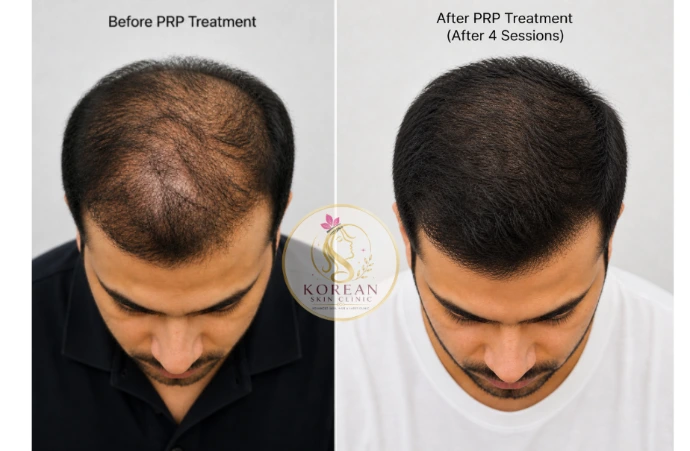 PRP Hair Treatment Before and After Results for Androgenetic Alopecia in Raebareli