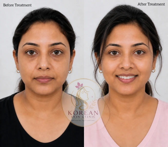 Dark Circles, Under Eye Pigmentation and Puffiness Treatment at Korean Skin Clinic Raebareli Under Eye Rejuvenation Treatment Before and After Results for Dark Circles and Eye Bags
