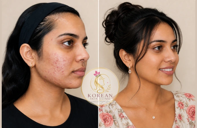Acne Treatment Before and After Results at Korean Skin Clinic Raebareli